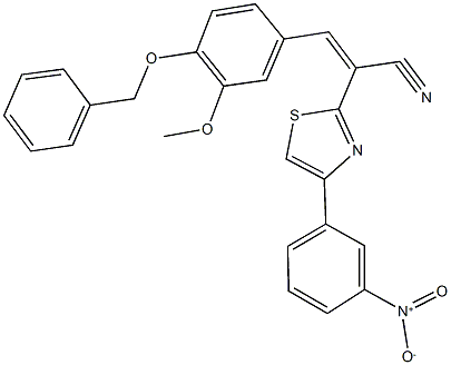 3-[4-(benzyloxy)-3-methoxyphenyl]-2-(4-{3-nitrophenyl}-1,3-thiazol-2-yl)acrylonitrile Struktur