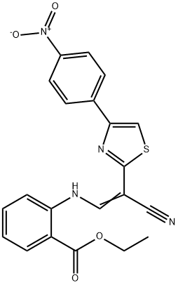 ethyl 2-{[2-cyano-2-(4-{4-nitrophenyl}-1,3-thiazol-2-yl)vinyl]amino}benzoate Struktur