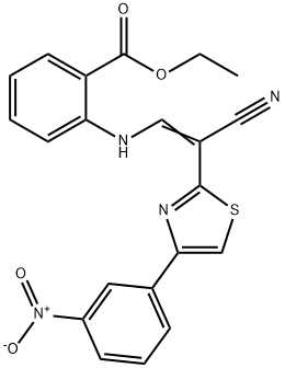 ethyl 2-{[2-cyano-2-(4-{3-nitrophenyl}-1,3-thiazol-2-yl)vinyl]amino}benzoate Struktur