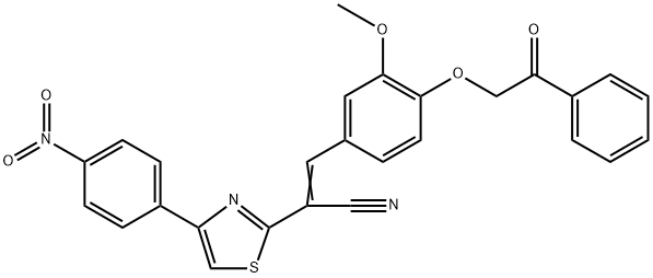 2-(4-{4-nitrophenyl}-1,3-thiazol-2-yl)-3-[3-methoxy-4-(2-oxo-2-phenylethoxy)phenyl]acrylonitrile Struktur