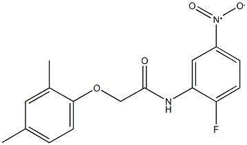 2-(2,4-dimethylphenoxy)-N-{2-fluoro-5-nitrophenyl}acetamide Struktur