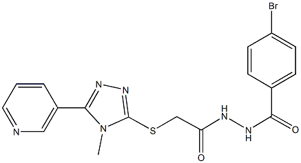 N'-[(4-bromophenyl)carbonyl]-2-[(4-methyl-5-pyridin-3-yl-4H-1,2,4-triazol-3-yl)sulfanyl]acetohydrazide Struktur