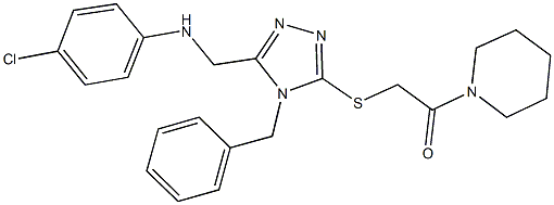 4-chloro-N-{[5-[(2-oxo-2-piperidin-1-ylethyl)sulfanyl]-4-(phenylmethyl)-4H-1,2,4-triazol-3-yl]methyl}aniline Struktur