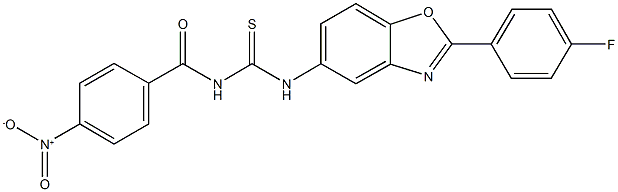 N-[2-(4-fluorophenyl)-1,3-benzoxazol-5-yl]-N'-{4-nitrobenzoyl}thiourea Struktur