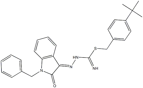 4-tert-butylbenzyl 2-(1-benzyl-2-oxo-1,2-dihydro-3H-indol-3-ylidene)hydrazinecarbimidothioate Struktur