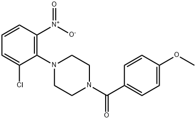 1-{2-chloro-6-nitrophenyl}-4-(4-methoxybenzoyl)piperazine Struktur