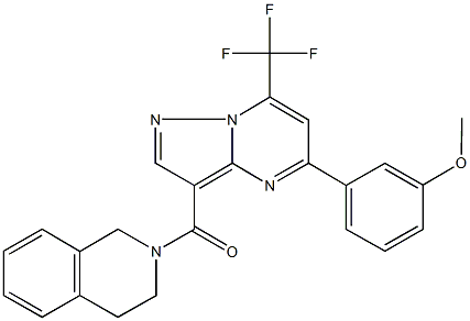 3-[3-(3,4-dihydro-2(1H)-isoquinolinylcarbonyl)-7-(trifluoromethyl)pyrazolo[1,5-a]pyrimidin-5-yl]phenyl methyl ether Struktur