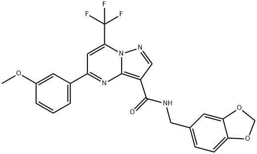 N-(1,3-benzodioxol-5-ylmethyl)-5-(3-methoxyphenyl)-7-(trifluoromethyl)pyrazolo[1,5-a]pyrimidine-3-carboxamide Struktur