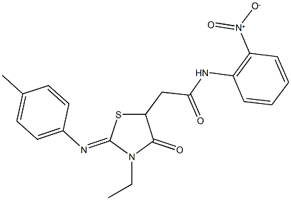 2-{3-ethyl-2-[(4-methylphenyl)imino]-4-oxo-1,3-thiazolidin-5-yl}-N-{2-nitrophenyl}acetamide Struktur