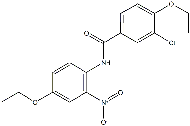 3-chloro-4-ethoxy-N-{4-ethoxy-2-nitrophenyl}benzamide Struktur