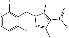 1-(2-chloro-6-fluorobenzyl)-4-nitro-3,5-dimethyl-1H-pyrazole Struktur