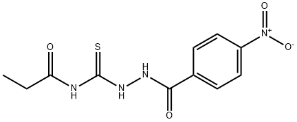 N-[(2-{4-nitrobenzoyl}hydrazino)carbothioyl]propanamide Struktur