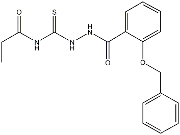 N-({2-[2-(benzyloxy)benzoyl]hydrazino}carbothioyl)propanamide Struktur