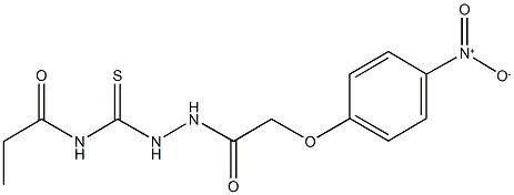 N-{[2-({4-nitrophenoxy}acetyl)hydrazino]carbothioyl}propanamide Struktur