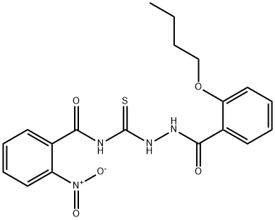 N-{[2-(2-butoxybenzoyl)hydrazino]carbothioyl}-2-nitrobenzamide Struktur