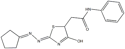 2-[2-(cyclopentylidenehydrazono)-4-hydroxy-2,5-dihydro-1,3-thiazol-5-yl]-N-phenylacetamide Struktur