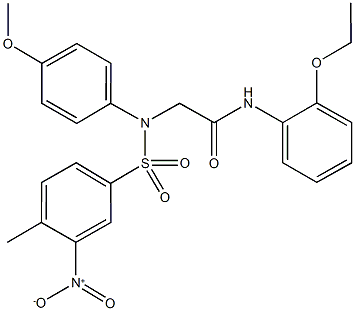 N-(2-ethoxyphenyl)-2-[({3-nitro-4-methylphenyl}sulfonyl)-4-methoxyanilino]acetamide Struktur