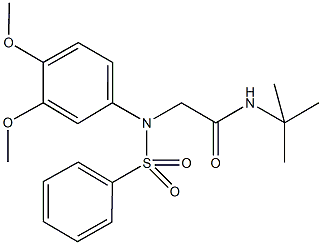 N-(tert-butyl)-2-[3,4-dimethoxy(phenylsulfonyl)anilino]acetamide Struktur