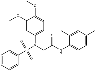 2-[3,4-dimethoxy(phenylsulfonyl)anilino]-N-(2,4-dimethylphenyl)acetamide Struktur