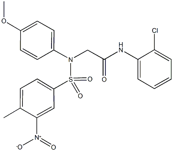 N-(2-chlorophenyl)-2-[({3-nitro-4-methylphenyl}sulfonyl)-4-methoxyanilino]acetamide Struktur