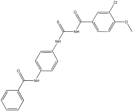 N-[4-({[(3-chloro-4-methoxybenzoyl)amino]carbothioyl}amino)phenyl]benzamide Struktur