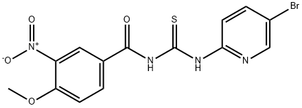 N-(5-bromo-2-pyridinyl)-N'-{3-nitro-4-methoxybenzoyl}thiourea Struktur