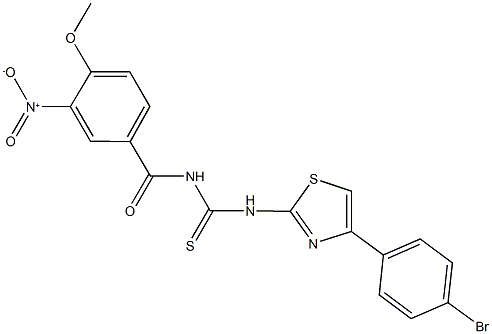 N-[4-(4-bromophenyl)-1,3-thiazol-2-yl]-N'-{3-nitro-4-methoxybenzoyl}thiourea Struktur