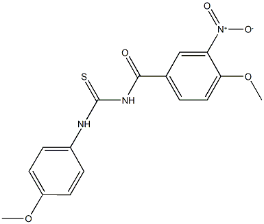 N-{3-nitro-4-methoxybenzoyl}-N'-(4-methoxyphenyl)thiourea Struktur