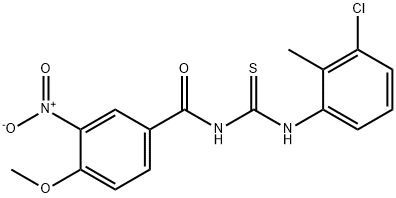 N-(3-chloro-2-methylphenyl)-N'-{3-nitro-4-methoxybenzoyl}thiourea Struktur