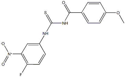 N-{4-fluoro-3-nitrophenyl}-N'-(4-methoxybenzoyl)thiourea Struktur