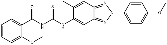 N-(2-methoxybenzoyl)-N'-[2-(4-methoxyphenyl)-6-methyl-2H-1,2,3-benzotriazol-5-yl]thiourea Struktur