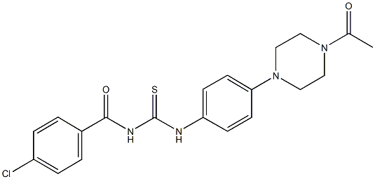 N-[4-(4-acetylpiperazin-1-yl)phenyl]-N'-(4-chlorobenzoyl)thiourea Struktur