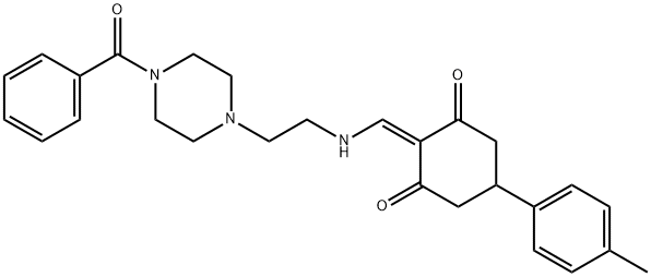 2-({[2-(4-benzoyl-1-piperazinyl)ethyl]amino}methylene)-5-(4-methylphenyl)-1,3-cyclohexanedione Struktur