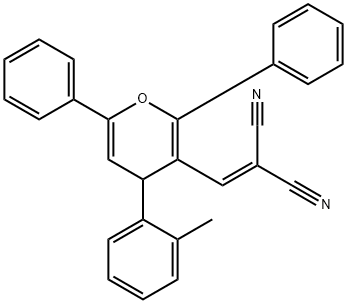 2-{[4-(2-methylphenyl)-2,6-diphenyl-4H-pyran-3-yl]methylene}malononitrile Struktur