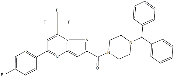 2-[(4-benzhydryl-1-piperazinyl)carbonyl]-5-(4-bromophenyl)-7-(trifluoromethyl)pyrazolo[1,5-a]pyrimidine Struktur