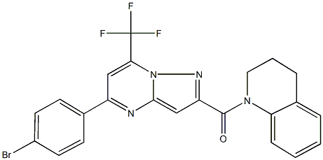 1-{[5-(4-bromophenyl)-7-(trifluoromethyl)pyrazolo[1,5-a]pyrimidin-2-yl]carbonyl}-1,2,3,4-tetrahydroquinoline Struktur