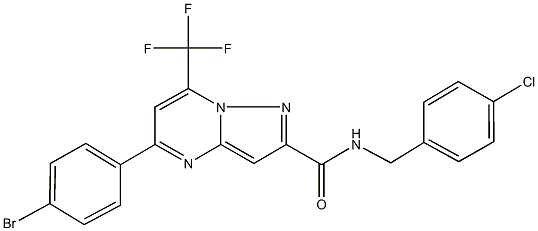 5-(4-bromophenyl)-N-(4-chlorobenzyl)-7-(trifluoromethyl)pyrazolo[1,5-a]pyrimidine-2-carboxamide Struktur