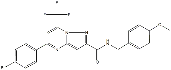 5-(4-bromophenyl)-N-(4-methoxybenzyl)-7-(trifluoromethyl)pyrazolo[1,5-a]pyrimidine-2-carboxamide Struktur