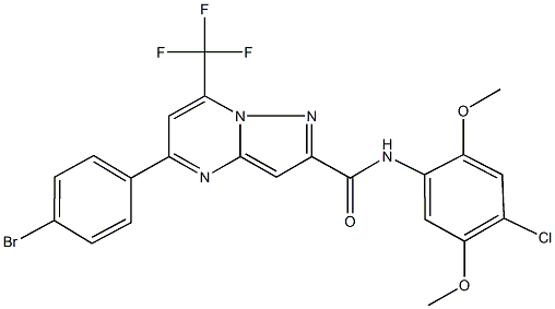 5-(4-bromophenyl)-N-(4-chloro-2,5-dimethoxyphenyl)-7-(trifluoromethyl)pyrazolo[1,5-a]pyrimidine-2-carboxamide Struktur