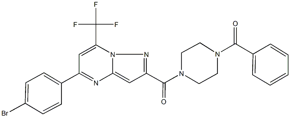 2-[(4-benzoyl-1-piperazinyl)carbonyl]-5-(4-bromophenyl)-7-(trifluoromethyl)pyrazolo[1,5-a]pyrimidine Struktur