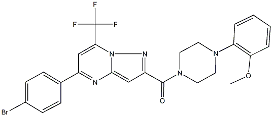 5-(4-bromophenyl)-2-{[4-(2-methoxyphenyl)-1-piperazinyl]carbonyl}-7-(trifluoromethyl)pyrazolo[1,5-a]pyrimidine Struktur