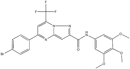 5-(4-bromophenyl)-7-(trifluoromethyl)-N-(3,4,5-trimethoxyphenyl)pyrazolo[1,5-a]pyrimidine-2-carboxamide Struktur