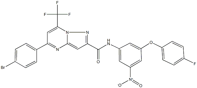 5-(4-bromophenyl)-N-{3-(4-fluorophenoxy)-5-nitrophenyl}-7-(trifluoromethyl)pyrazolo[1,5-a]pyrimidine-2-carboxamide Struktur