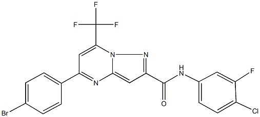 5-(4-bromophenyl)-N-(4-chloro-3-fluorophenyl)-7-(trifluoromethyl)pyrazolo[1,5-a]pyrimidine-2-carboxamide Struktur