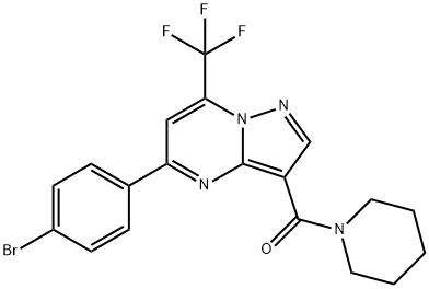 5-(4-bromophenyl)-3-(1-piperidinylcarbonyl)-7-(trifluoromethyl)pyrazolo[1,5-a]pyrimidine Struktur