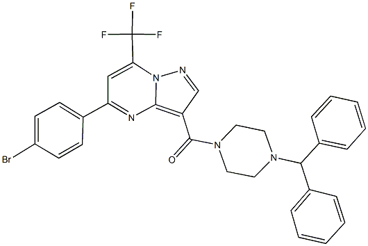 3-[(4-benzhydryl-1-piperazinyl)carbonyl]-5-(4-bromophenyl)-7-(trifluoromethyl)pyrazolo[1,5-a]pyrimidine Struktur