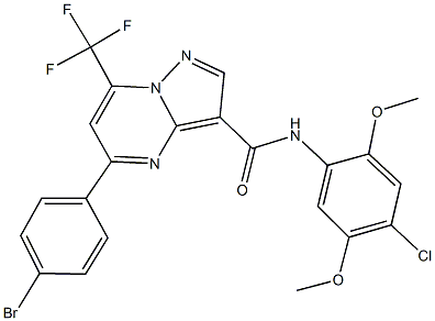 5-(4-bromophenyl)-N-(4-chloro-2,5-dimethoxyphenyl)-7-(trifluoromethyl)pyrazolo[1,5-a]pyrimidine-3-carboxamide Struktur