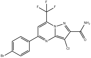 5-(4-bromophenyl)-3-chloro-7-(trifluoromethyl)pyrazolo[1,5-a]pyrimidine-2-carboxamide Struktur