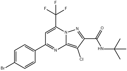 5-(4-bromophenyl)-N-(tert-butyl)-3-chloro-7-(trifluoromethyl)pyrazolo[1,5-a]pyrimidine-2-carboxamide Struktur