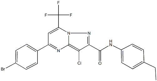 5-(4-bromophenyl)-3-chloro-N-(4-ethylphenyl)-7-(trifluoromethyl)pyrazolo[1,5-a]pyrimidine-2-carboxamide Struktur